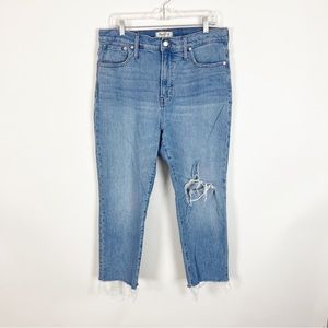 Madewell The Perfect Vintage Crop High Rise Blie Denim Jeans Size 32.
